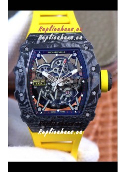 Richard Mille RM35-02 Rafael Nadal Forged Carbon Case with Yellow Strap - 1:1 Super Swiss Quality