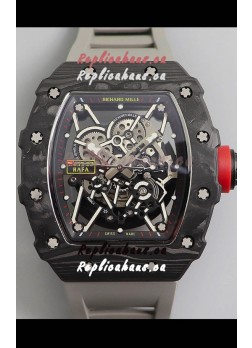 Richard Mille RM35-02 Rafael Nadal Forged Carbon Case with Grey Strap - 1:1 Super Swiss Quality