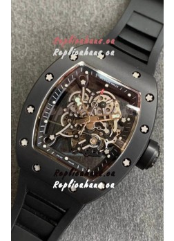 Richard Mille RM055 Ceramic Casing 1:1 Mirror Replica Watch in Black Strap 