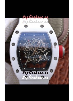 Richard Mille RM055 Ceramic Casing 1:1 Mirror Replica Watch in White Strap 