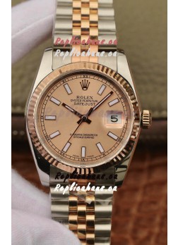 Rolex Datejust 36MM ETA-3135 Movement Swiss Replica in 904L Two Tone Brown Dial