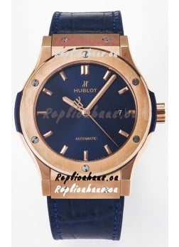 Hublot Super Clone Classic Fusion Rose Gold 42MM 1:1 Mirror Replica Watch Blue Dial