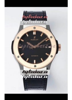 Hublot Classic Fusion Two Tone Black Dial 42MM Swiss Replica Watch 1:1 Mirror Quality