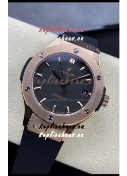 Hublot Classic Fusion 1:1 Mirror Replica Swiss Watch in Rose Gold 904L Steel Casing Black Dial 38MM