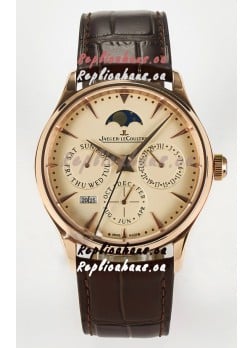 Jaeger LeCoultre Super Clone Master Ultra-Thin Perpetual Calendar Cream Dial Watch