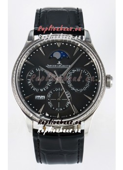 Jaeger LeCoultre Super Clone Master Ultra-Thin Perpetual Calendar Grey Dial Diamonds Watch