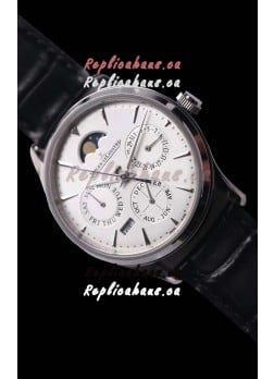 Jaeger LeCoultre Master Ultra Thin Perpetual Swiss Replica Watch in White Dial 