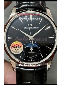 Jaeger LeCoultre Master Ultra Thin Moon Black Dial  904L Steel 1:1 Mirror Replica Watch