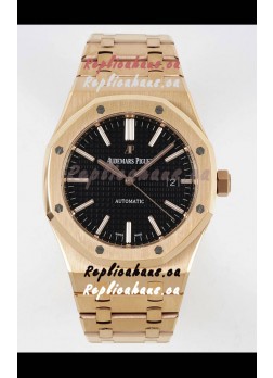 Audemars Piguet Royal Oak 15400 41MM Black Dial 904L Rose Gold CALIBRE 3120 Movement 1:1 Mirror Replica
