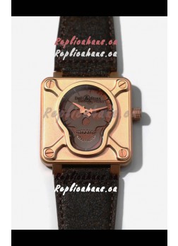 Bell & Ross BR0192 Skull Edition Bronze Casing GREY Skull on Brown Layer Swiss Replica Watch 