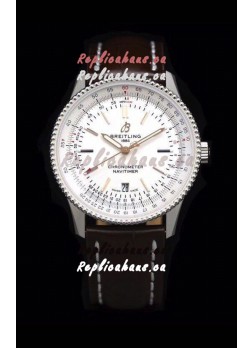 Breitling Navitimer 1 Automatic Swiss Replica Watch in White Dial - Leather Strap