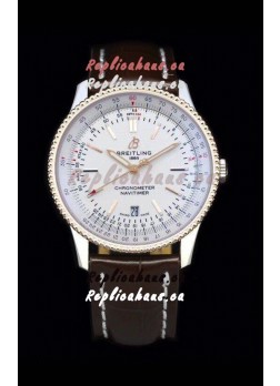 Breitling Navitimer 1 Automatic Swiss Replica Watch in White Dial Rose Gold Bezel