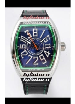 Franck Muller Vanguard Crazy Hours Steel Blue Dial Swiss Replica Watch 