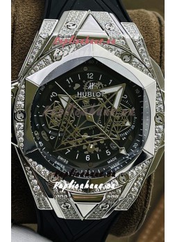 Hublot Big Bang UNICO Sang Bleu II Stainless Steel Diamonds 1:1 Mirror Quality Swiss Replica Watch 