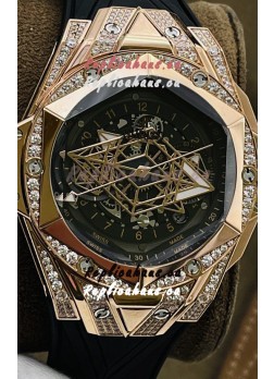 Hublot Big Bang UNICO Sang Bleu II Rose Gold Diamonds 1:1 Mirror Quality Swiss Replica Watch 