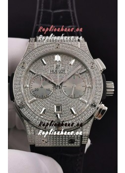 Hublot Classic Fusion Chronograph Steel Diamonds Dial and Casing 1:1 Mirror Replica Watch 