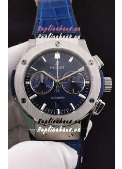 Hublot Classic Fusion Chronograph Stainless Steel Casing Blue Dial 1:1 Mirror Replica Watch 