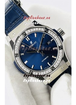 Hublot Classic Fusion Stainless Steel Blue Dial Swiss Replica Watch 1:1 Mirror Quality 