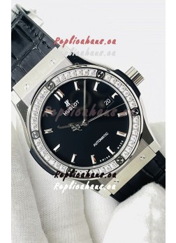 Hublot Classic Fusion Stainless Steel Black Dial Swiss Replica Watch 1:1 Mirror Quality 