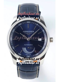 Longines Master Collection Automatic Power Reserve Blue Dial Swiss Replica Watch Leather Strap
