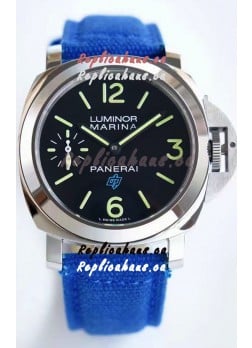 Panerai Marina PAM00777 Logo Acciaio Black Dial in 1:1 Mirror Quality - 904L Steel in Canvas Strap 