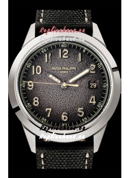 Patek Philippe Calatrava 5226G-001 904L Steel 1:1 Mirror Replica Watch Hybrid Leather/Canvas Strap