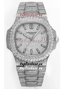 Patek Philippe Nautilus 5711/A Swiss Replica Watch 1:1 Mirror Replica in 904L Steel Diamonds Casing