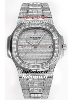 Patek Philippe Nautilus 5711/A Swiss Replica Watch 1:1 Mirror Replica in 904L Steel Diamonds Casing