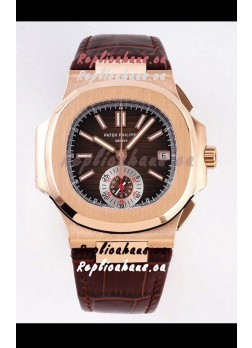 Patek Philippe Nautilus 5980/1R-001 Rose Gold 904L Steel Case in Brown Dial - 1:1 Mirror Replica