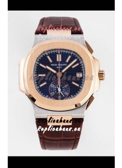 Patek Philippe Nautilus 5980/1R-001 Rose Gold Two Tone 904L Steel Case in Blue Dial - 1:1 Mirror Replica