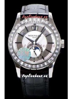 Patek Philippe 5205-001 Complications MoonPhase Light Grey Dial 1:1 Mirror Swiss Replica Watch