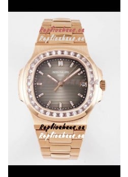Patek Philippe Nautilus 5711/R Grey Dial 1:1 Mirror Swiss Replica Watch in Rose Gold 904L Steel 