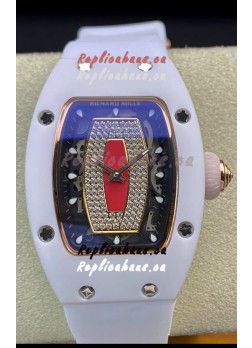 Richard Mille RM-07-01 Diamonds Dial White Ceramic Ladies 1:1 Swiss Replica Watch 