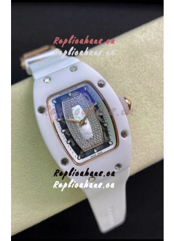 Richard Mille RM-07-01 Diamonds Dial White Ceramic Ladies 1:1 Swiss Replica Watch 