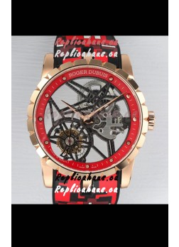 Roger Dubuis Excalibur Spider Flying Tourbillon Skeleton Rose Gold Casing 42MM  1:1 Mirror Swiss Watch