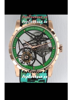 Roger Dubuis Excalibur Spider Flying Tourbillon Skeleton Rose Gold Casing 42MM  1:1 Mirror Swiss Watch