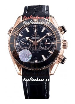 Omega Seamaster Planet Ocean 600M Sedna Gold Leather Strap 45.5MM 1:1 Mirror Replica Watch 