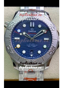 Omega Seamaster 300M Co-Axial Master Chronometer Blue Dial Titanium Bezel - 1:1 Mirror Replica