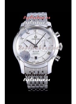 Omega De Ville Chronograph 1:1 Mirror Replica Watch in White Dial 42MM