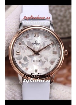 Omega De Ville Floral Dial Swiss Quartz Movement in Two Tone Casing - Steel Dial