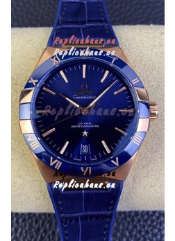 Omega Co-Axial Constellation 41MM Rose Gold 904L Steel - Blue Dial 1:1 Mirror Replica Watch