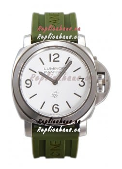 Panerai Luminor Base Logo PAM1087 White Dial 1:1 Mirror Quality - 904L Steel in Rubber Strap