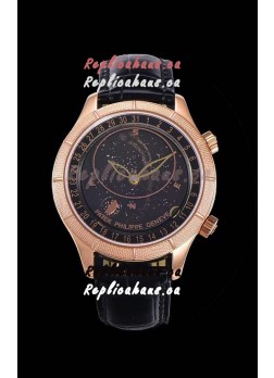 Patek Philippe 6102R Grand Compilations Handwind Swiss Replica Watch - Rugged Bezel Black Dial