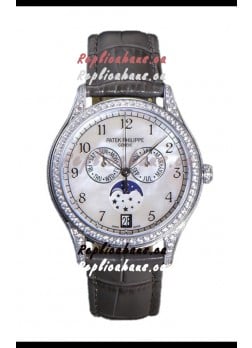 Patek Philippe Complications 4948G Annual Calendar Moonphase Pearl Dial White Gold Swiss Replica 