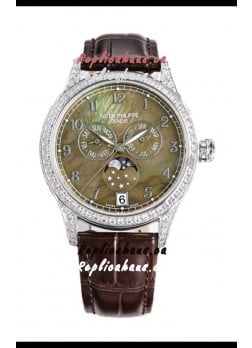 Patek Philippe Complications 4948G Annual Calendar Moonphase Pearl Dial White Gold Swiss Replica 