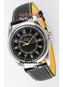 Patek Philippe Calatrava 6007 Black Dial Yellow Hands 904L Steel Casing 1:1 Mirror Replica Watch