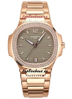 Patek Philippe Nautilus 7118R 35MM 1:1 Rose Gold Grey Dial 1:1 Mirror Replica Watch