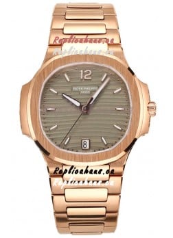 Patek Philippe Nautilus 7118R 35MM 1:1 Rose Gold Grey Dial 1:1 Mirror Replica Watch