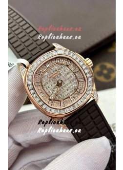 Patek Philippe Aquanaut 5062/450R-001 Rose Gold Diamonds Paved Swiss Replica Watch 