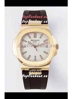 Patek Philippe Nautilus 5711/1R-001 1:1 Mirror Replica in 904L Steel Rose Gold White Dial